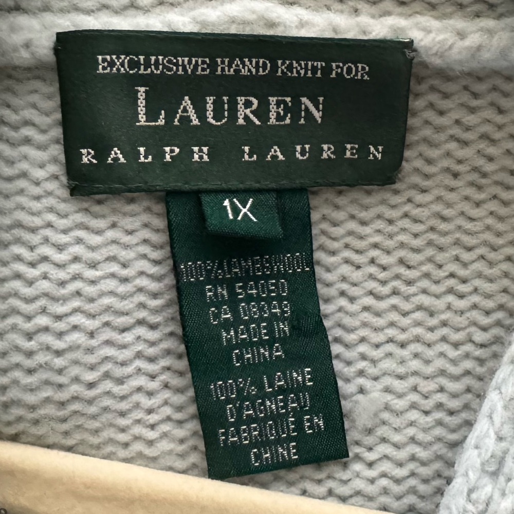 Ralph Lauren Vintage Sweater Sled Dog Scene Hooded Country Lambswool Hanknit 1X - Picture 11 of 11
